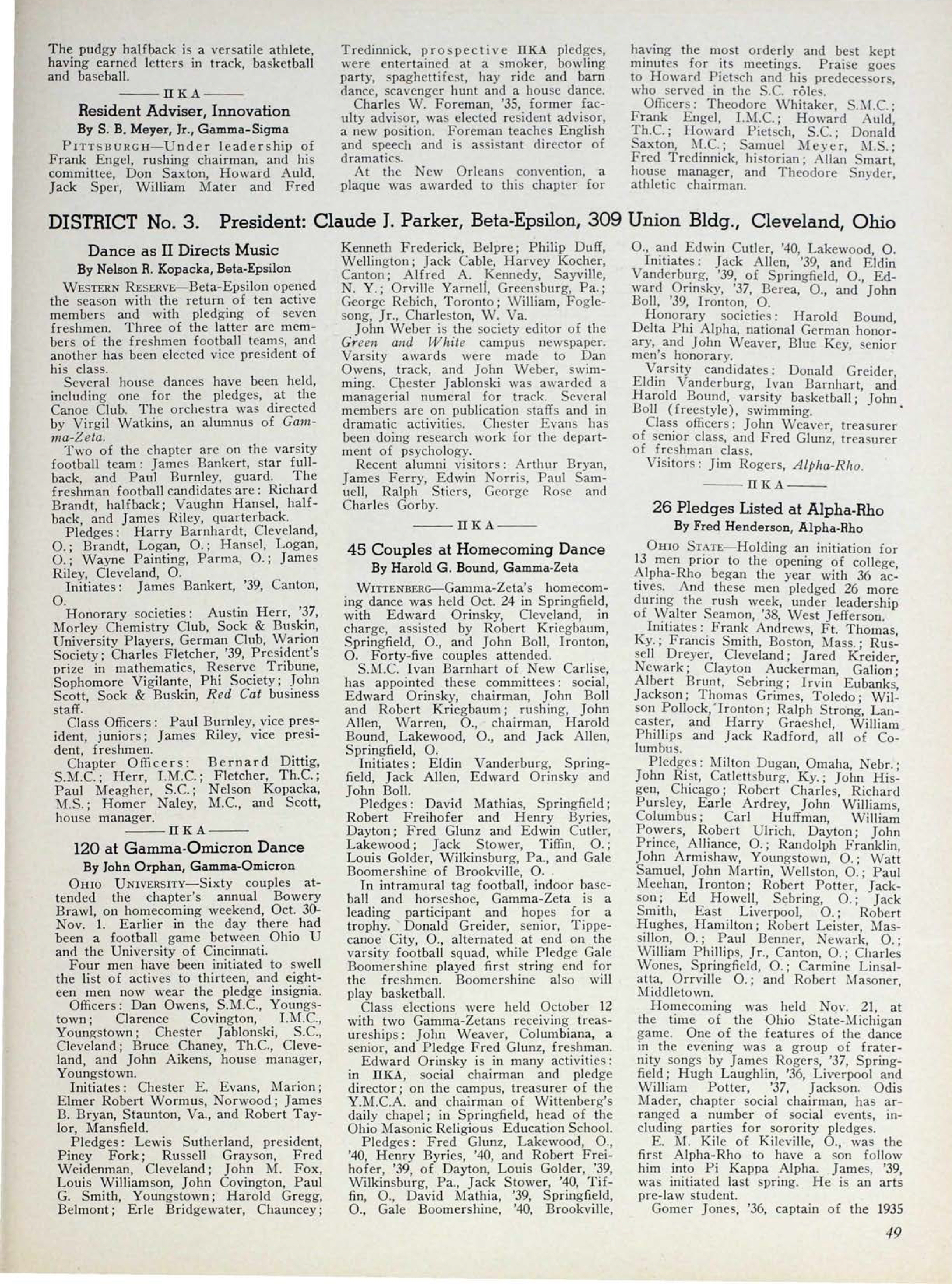 News From The Chapters: District No. 3, December 1936